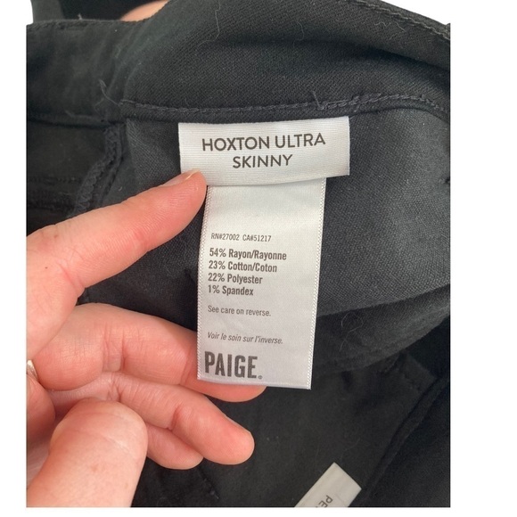 Paige Hoxton Ultra Skinny velvet tuxedo stripe black denim jeans - petite length - Picture 10 of 11